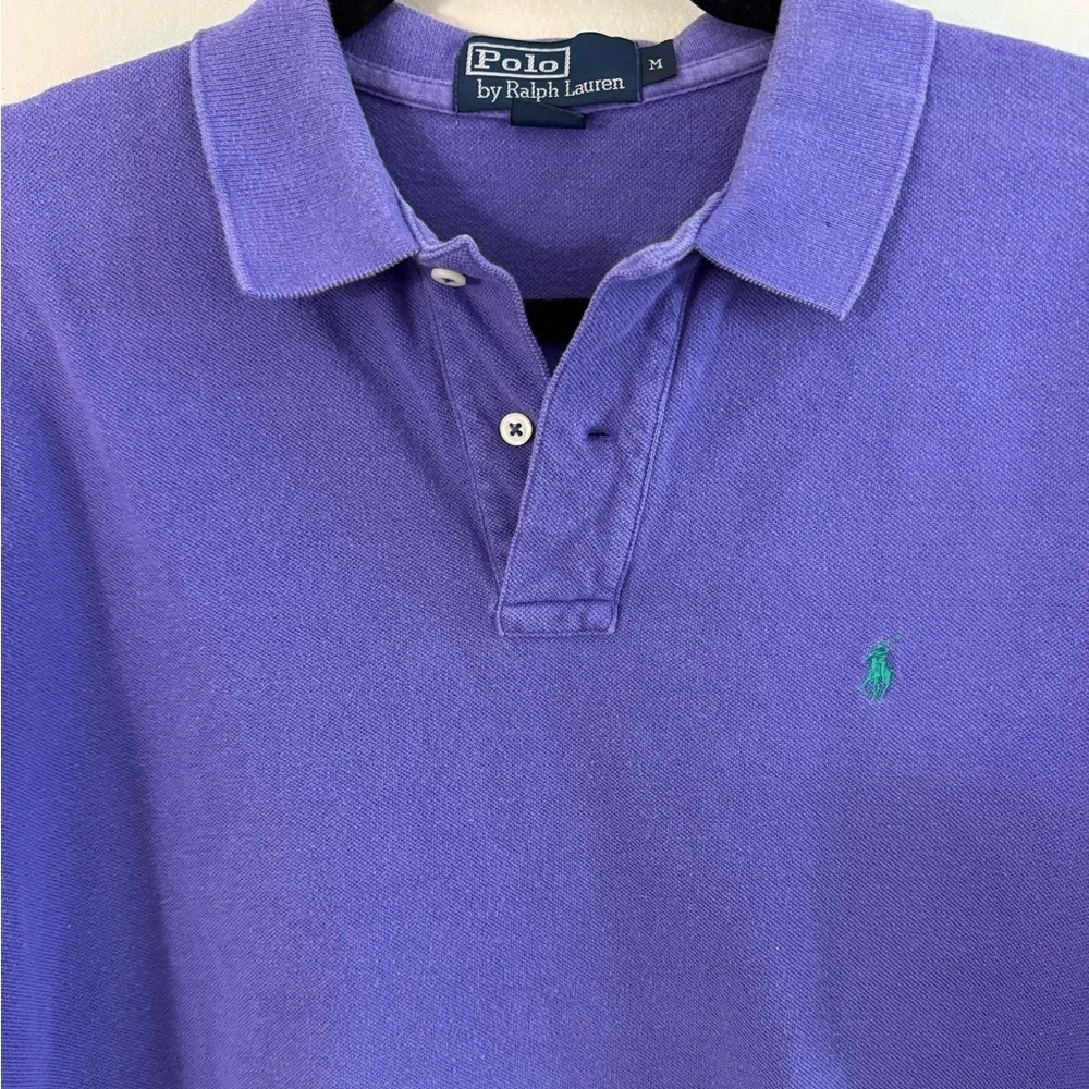 Ralph Lauren Purple Short Sleeve Polo Shirt Green Pony Sz M